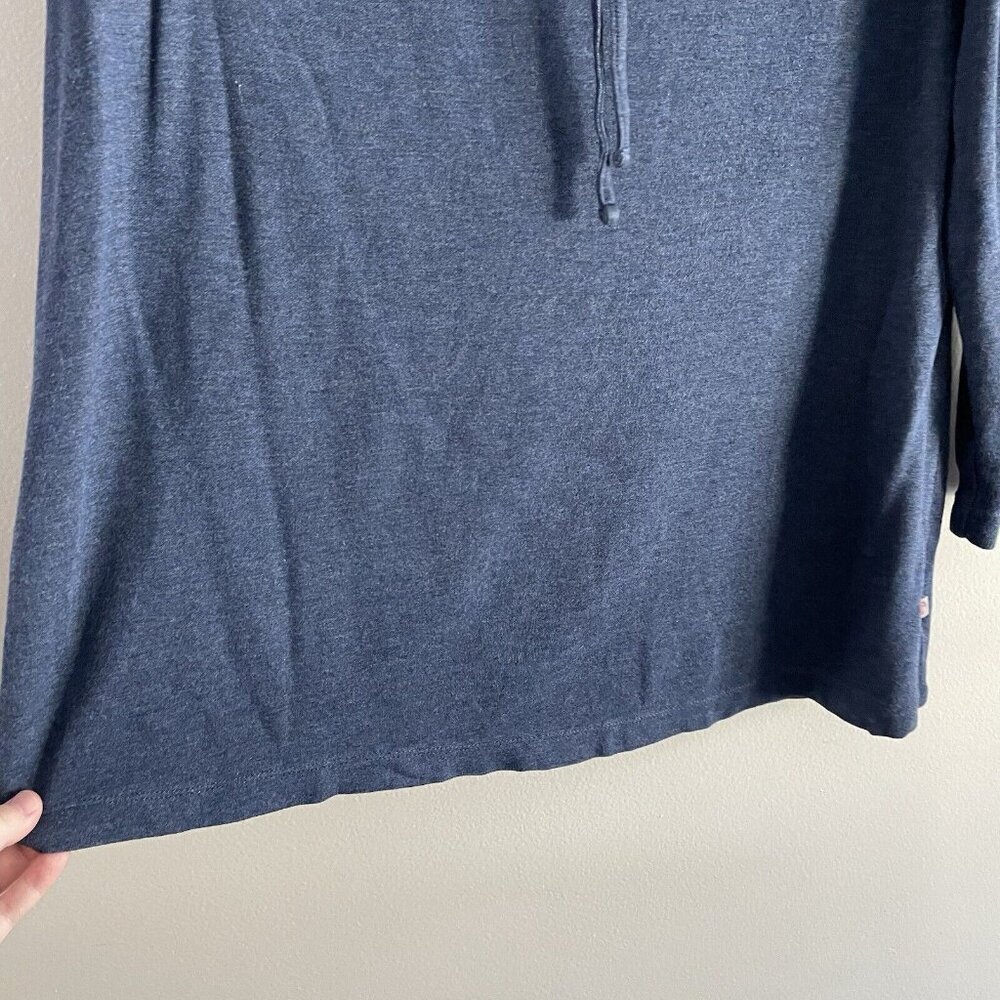 T By Talbots Women Plus Sz 1X Blue Drawstring Cowl Neck Long Sleeve Sweatshirt - Picture 2 of 9